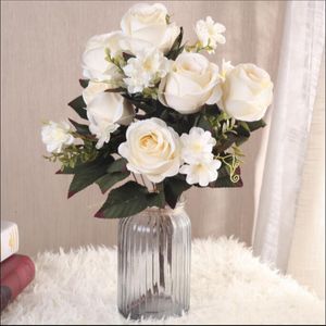 Neue Ankunft künstliche Blumen Simulation künstliche Blume Hochzeit liefert Seidenblume Rose Pfingstrose Blumenstrauß Wohnkultur 15 Farben