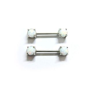 Fashion Natural Opals Barbells Women Body Jewelry Piercing Nipple Rings Medical Stainless Steel for Sale free shipping