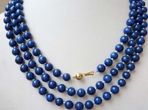 8mm Egyptian Lapis Lazuli Dark Blue Round Bead Gemstones necklace 50''