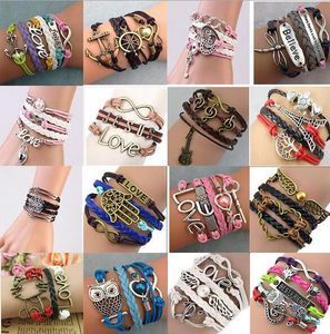 Cross Anchor Love Peach Heart Owl Bird Believe Knitting Charm Bracelets For DIY Jewelry Gift 288 Designs CR030 Free Shipp