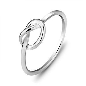Korean casual ring Genuine Sterling Silver Love Knot rings white rhodium plated high quality fashion jewelry statue