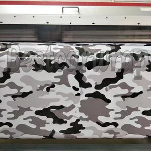 Gray black white Snow Camo VINYL Full Car Wrapping Camouflage Covering For truck boat foil gloss / matte finish size 1.52 x 30m/5x98ft