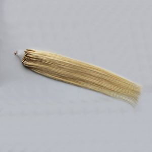 Extensión De Cabello Rubio Enlaces Micro al por mayor-Blonde Blonde Micro Loop Hair Extensions g Beaded Micro Link Extensions Strands