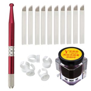 NEW Semi-Permanent Eyebrow Makeup Microblading Manual Tattoo Pens + 18 Pins Needles + Ring Ink Cup + Tattoo-Ink free shopping