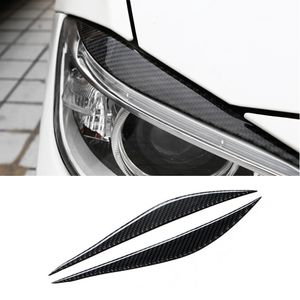 Fibra de Carbono Fibra Frontão Farol Eyelids Decoração Decoração Tiras 3D adesivos para BMW 3 Série F30 Auto Acessórios