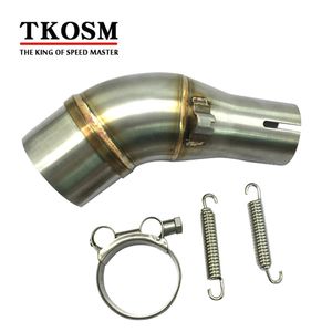 TKOSM Motorcycle Exhaust Middle Pipe Stainless Steel Muffler Link Pipe Middle Section Connect Adapter Motorbike for Kawasaki R25