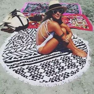 Wysokiej jakości Nowy Lato Duży Mikrofibry Drukowane Ręczniki Ręczniki Plażowe z Tassel Circle Towel Serviette De Plage 150 cm DHL za darmo