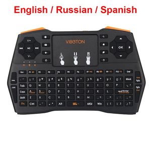 Freeshipping Mini Teclado Russo Espanhol Inglês Versão 2.4G Teclado Sem Fio para Mini PC Laptop Android TV Box Raspberry Pi 3 Laranja Pi