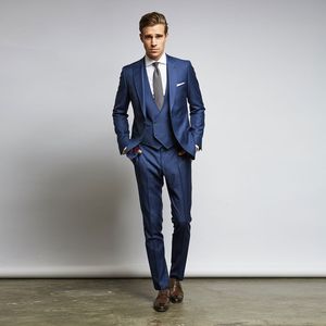 Mens Suits 3 Piece Set 2024, Royal Blue Slim Fit Groom Wedding Tuxedos