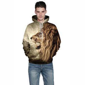 Wholesale- Winter New Style 3D Printed Hoodies Men Women Graphic Hooded Sweatshirts Funny Print Lion Pullover Harajuku Hoodie Tops FHJ1352