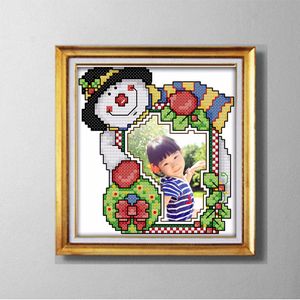 Boże Narodzenie ramki fotograficzne Piękny obraz Cartoon Malowane drukowane na płótnie DMC 14CT 11CT Cross Stitch Set Haft Zestaw