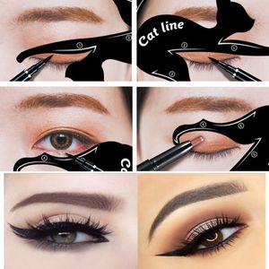 Sıcak Popüler Kolay Göz Farı Eyeliner Makyaj Araçları Kedi Eyeliner Stencil Seti Makyaj Kart Şablonu