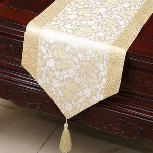 Short Length Chinese Dragon Patchwork Table Runner High Quality Luxury Silk Brocade Tea Table Cloth Dining Table Protective Pads 150x33 cm