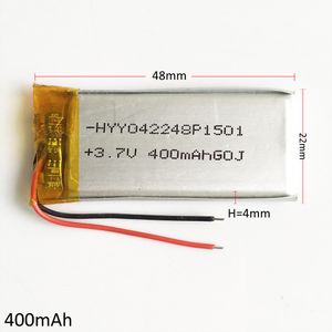 3.7V 400MAH 402248 Lithium Polymer Li-Po Uppladdningsbart batteri Li Ion Celler för MP3 GPS PSP Vedio Game Bluetooth-högtalarlampor