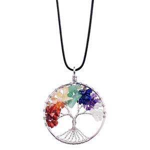 12pc / set Moda classica vecchia collana pendente gemma albero 7 chakra pietra perline albero della vita per uomo e donna regalo per regalo festa della mamma