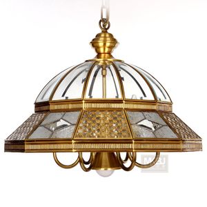 ヨーロッパの銅のリビングルームのペンダントランプ研究室クリアガラス銅ペンダントランプ寝室彫刻銅ペンダントライト