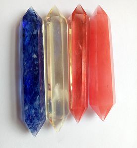 4st 8-12 cm gratis frakt Partihandel Smelt Crystal Point Wand smälta kvarts dubbel pilläkning Wand för gåva