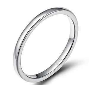 女性のための2mmの銀のローズゴールドの炭化物のリングのための高い磨かれたプレーンドームの薄い銀の結婚式のバンドサイズ5