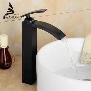 Новые Смесители для ванной комнаты с масляным протиркой из бронзы Высокий смеситель для раковины Смесители для раковины с квадратной ручкой для монтажа на палубу LH-16989