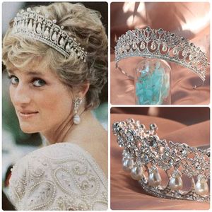 Vintage Wedding Bridal Pearl Crown Tiara Crystal Rhinestone Headband Hair Accessories Band Headpieces Princess Queen Party Jewelry Silver