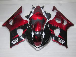 Injektionsgjutning ABS Plastmakare för Suzuki GSXR1000 03 04 Vinröd Svart Fairings Set GSXR1000 2003 2004 OT21