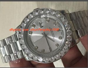 Moda de Luxo Relógios de Aço Inoxidável dos homens 36mm 18 K Branco Diamante Dial Bezel 2YR Automático dos homens Relógio de pulso