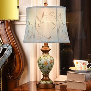 American Style Printing Bedroom Bedside Table light Loft Country Retro Living Room Office Desk Light Study Room Table Lamps