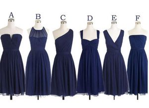 Navy Blue Short Knee-length A Line Sweetheart Pleated Bridesmaid Dress Cheap Country Wedding Party Dress Maid of Honor Gowns Formal