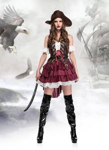 Classic Sexy Women Pirate Costume Vintage Gothic Fancy Dress Halloween Carnival Themed Party Corsair Cosplay Outfits