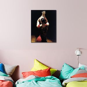 Handmade Canvas Art Oil Paintings Flamenco Dancer in Red Modern Figure Beautiful Woman Artwork for Home Wall Decor2445