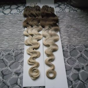 Ombre extensão do cabelo micro anel onda do corpo 200g 1g / s 200s T4 / 613 micro anel extensões de cabelo humano