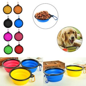 Portátil Dobrável Pet Dog Cat Tigelas de Alimentação com fivela Compacto Ao Ar Livre de Viagem Silicone Alimentador atacado frete grátis