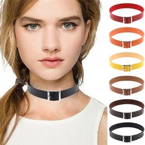 Pin spänne pu läder choker halsband krage sexiga kvinnor vridmoment halsband mode smycken vilja och sandig gåva