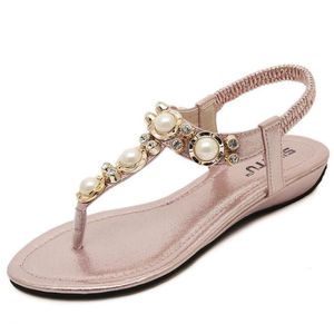 Kvinna sandaler flip flops mode damer sandal bekväm kvinna rhinestone dekoration sommar bohemia strand skor