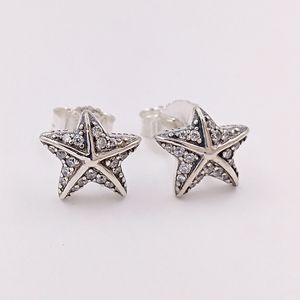 Orecchini a bottone con stelle marine tropicali Autentico argento sterling 925 Adatto a borchie stile Pandora europeo Gioielli Andy Gioiello 290748CZ