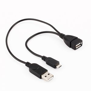 Freeshipping 10PCS/LOT Micro USB Host OTG Cable with USB power Male Female usb cable for tablet pc for Android Unversal