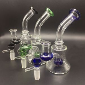 Neue und heiße 6-Zoll-Mini-Glasbongs mit bunten Glasschalen. Heady Beaker Bong, Bohrinseln, Glaswasserpfeifen
