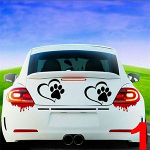 Car Styling Pet Paw Print with Heart Dog Cat Vinyl Decal Car Window Bumper Sticker Funny Motorcycle Decal For BMW Audi Toyota
