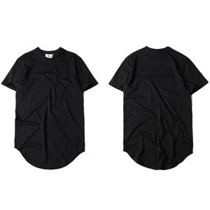 Hi-Street Katı Kavisli Hem T-Shirt Erkekler Longline Genişletilmiş Kamuflaj Hip Hop Tişörtleri Kentsel Kpop Tee Gömlek Ücretsiz Kargo