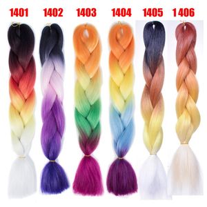 Jumbo Braids Xpression Brading Saç Mor Renkler Tığ Örgüler Üç Renkli Renk Syntheitc Saç Uzatma Marley Siyah Kadınlar için