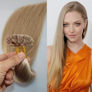 100Strands 100g set Keratin Nail U tip Pre-bonded Remy Human Hair Extension Ash Blonde Brazilian Remy Hair Extension