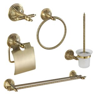 2017 Atacado Luxuoso Sólida Bronze Antigo Bronze robe gancho suporte de papel higiênico toalheiro 5 pcs banho conjunto de hardware