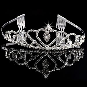 Kız Taçları Rhinestones Düğün Takı Gelin Başlıkları Doğum Günü Partisi Performans Pageant Kristal Tiaras Düğün Aksesuarları BW-T011