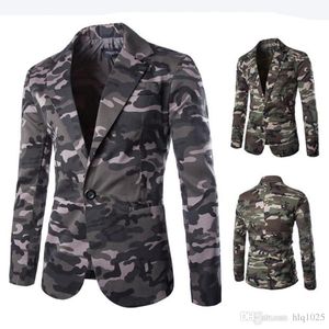 New Mens Blazer Slim Fit Suit Jacket Fashion Men Camouflage Blazer Style Casual Single Button Military Blazer for Men