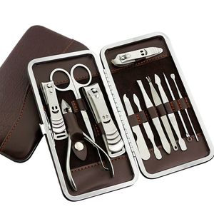 Set manicure 12 pezzi Kit di strumenti per pinzette a forbice per tagliaunghie in acciaio inossidabile