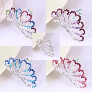 Heart shaped Crystal Mini Tiara Crown For Girl women children Prom Hair Combs Headdress Wedding Bridesmaid Hair Jewelry Accessories