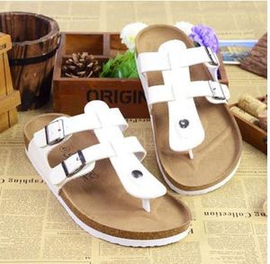 2017 New Summer Designer Women Sandals Lovers PU Leather Corks Sole Beach Slippers Sandals For Women Fashion Couple Clogs Flip Flops Shoes