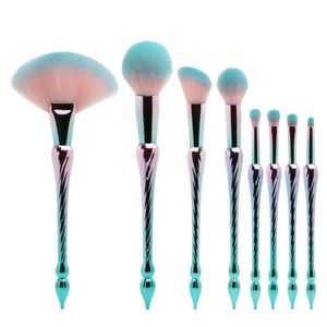 Novo Estilo 8 pçs / set / lote Pincéis de Maquiagem Profissional Longo Lidar Com Pincel de Sereia Pincel Maquiagem Verde Make Up Ferramentas Kit