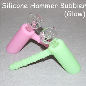 Bagliore nel buio Percolatore Bong Narghilè Il silicone marziano Blunt Bong Bubbler Joint Smoking Bubble Piccola pipa ad acqua Nettare di silicone