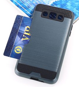 Custodia per slot per carte di credito spazzolata ibrida TPU + PC Armor PER Samsung Galaxy Z3 NOTE 3 GRANG PRIME G530 NOTE 8 100 pz/lo